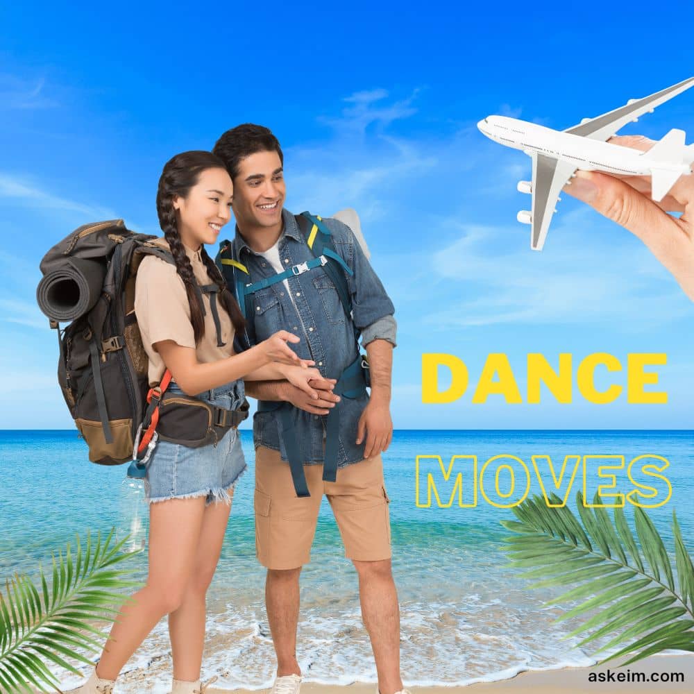 a couple standing by the beach advertising allianz dance moves