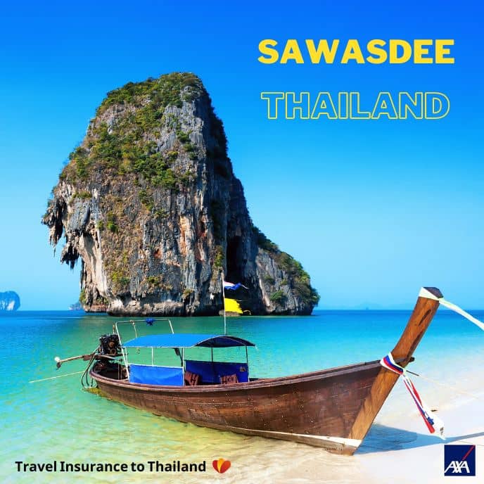a boat in Thailand advertising axa sawasdee travel insurance