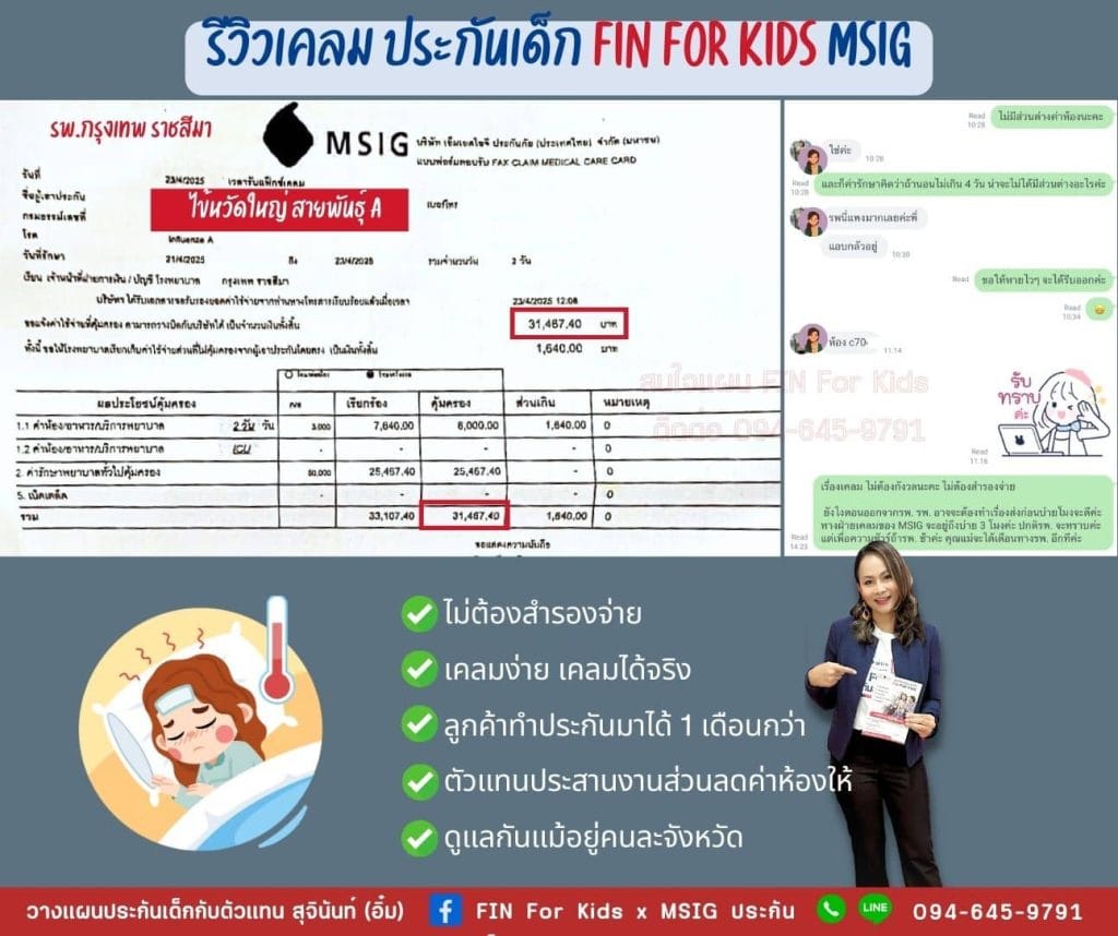 รีวิวเคลมประกันเด็กฟิน msig